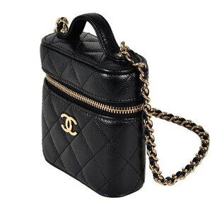 Chanel Vanity Caviar Bag Mark Coco Leather Shoulder Matelasse Black